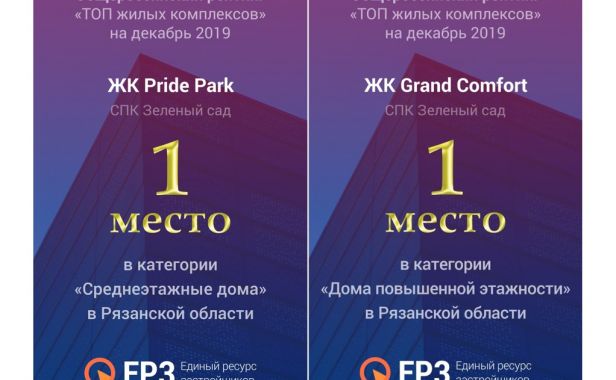 ЖК «Pride Park» и «Grand Comfort» - лучшие в декабре среди рязанских новостроек 