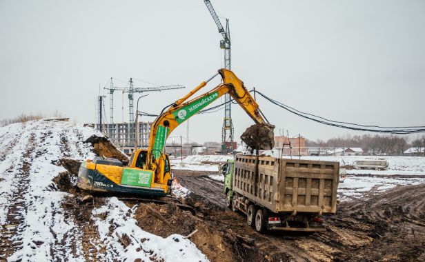 На строительной площадке ЖК «Окская стрелка» в Борках начался вывоз грунта